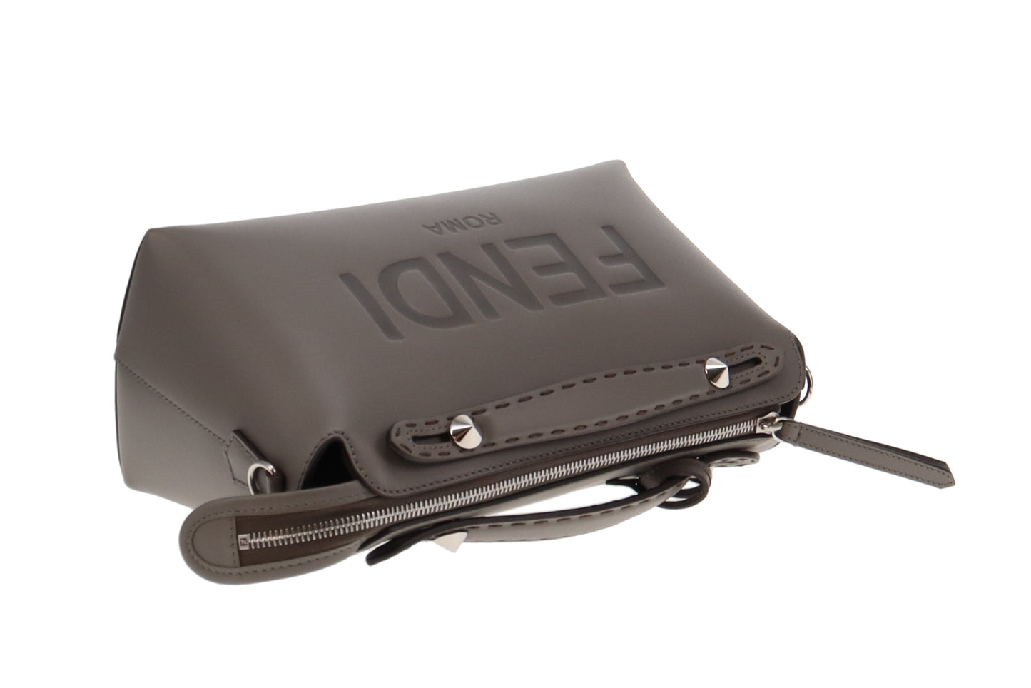 Fendi Grey Smooth Calfskin By The Way Medium Bag with Long Strap