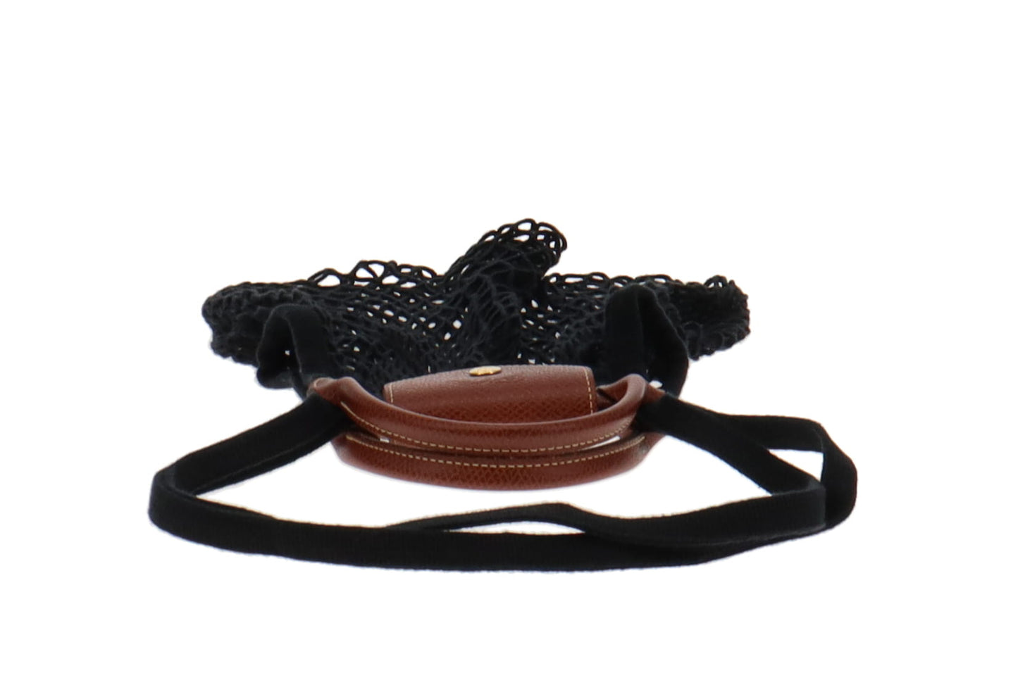 Longchamp Le Pliage Filet Black And Cognac