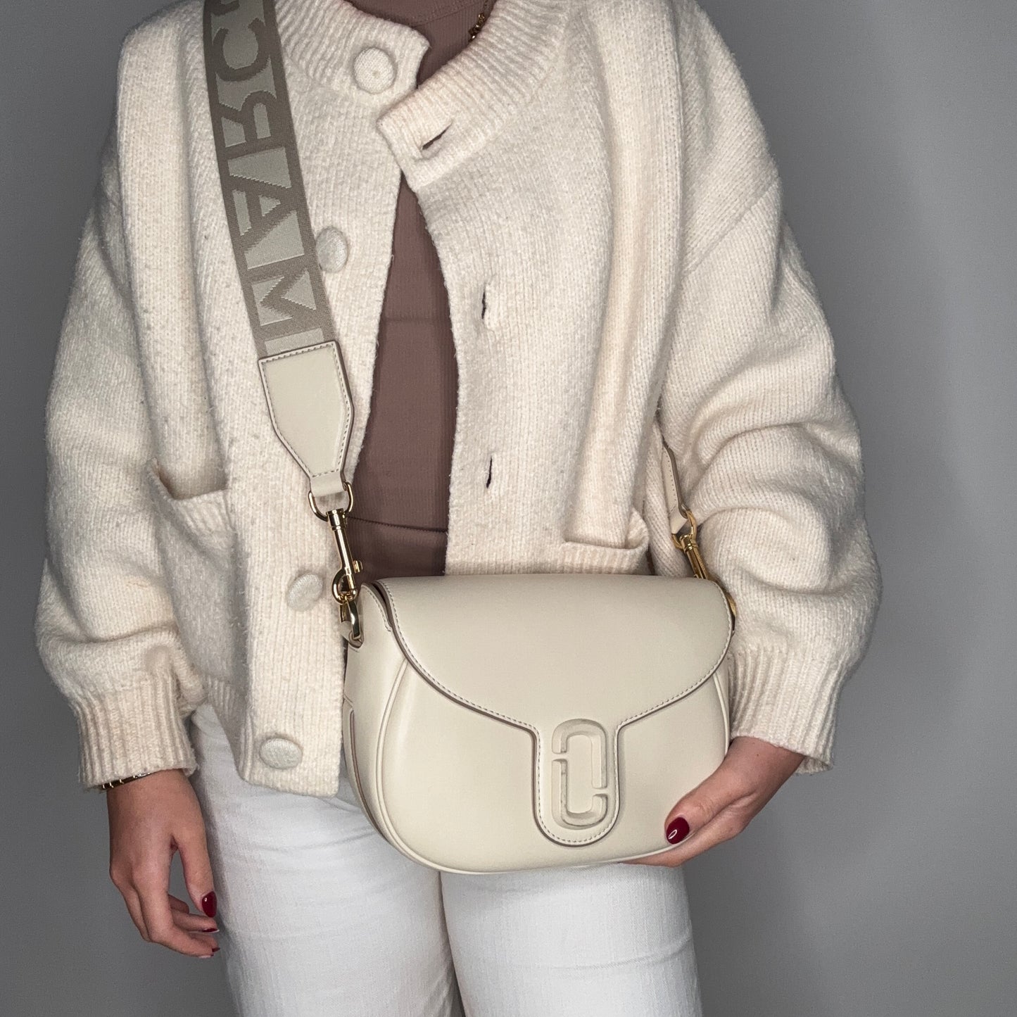 Marc Jacobs The Covered J Mark Saddle Bag Cloud White