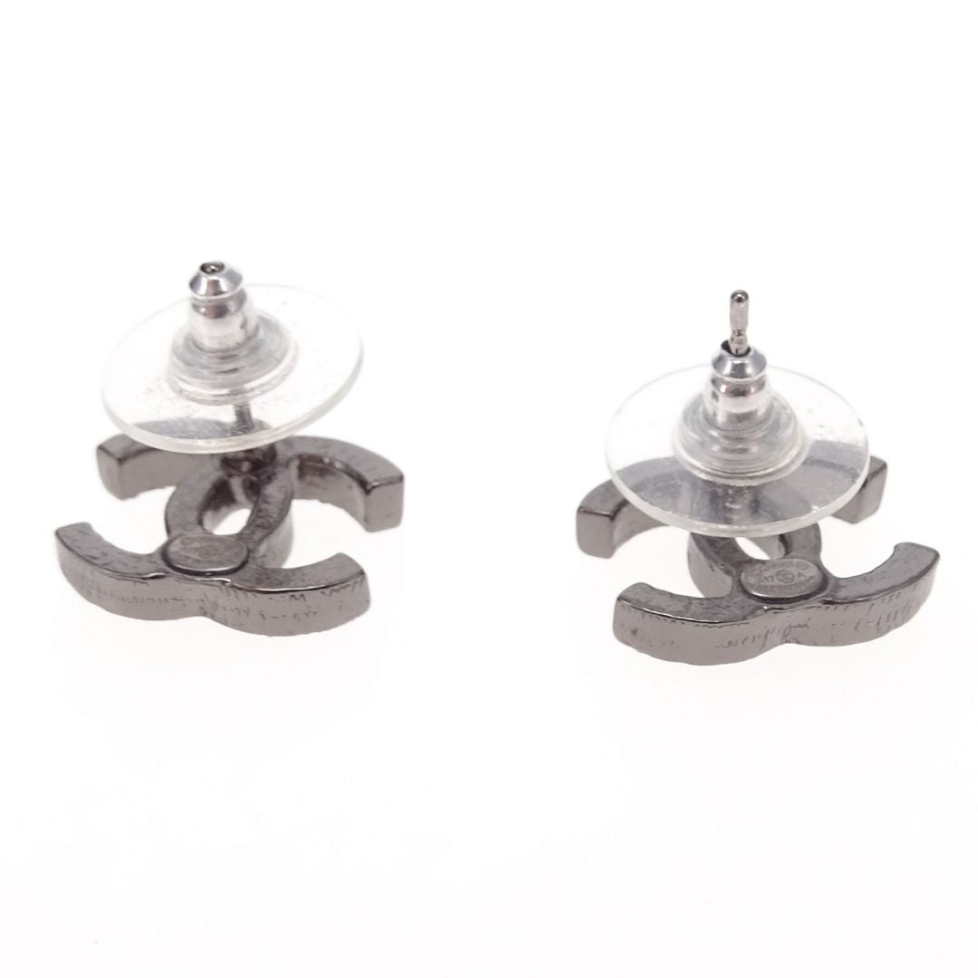 Chanel CC Earrings Gunmetal 2017