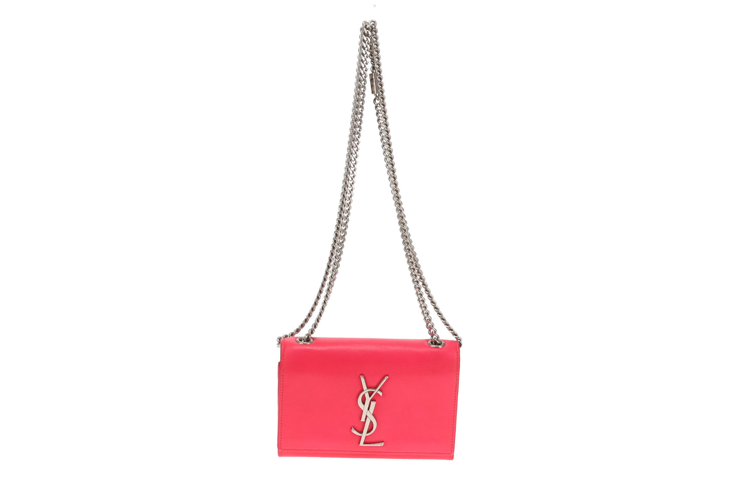 Saint Laurent Kate Hot Pink Leather SHW Mini Chain Bag