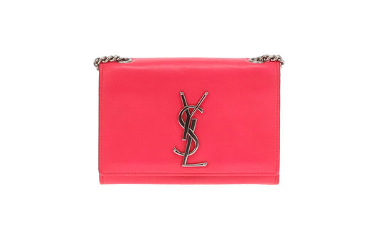 Saint Laurent Kate Hot Pink Leather SHW Mini Chain Bag