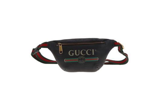 Gucci Black Leather Logo Mini Bumbag