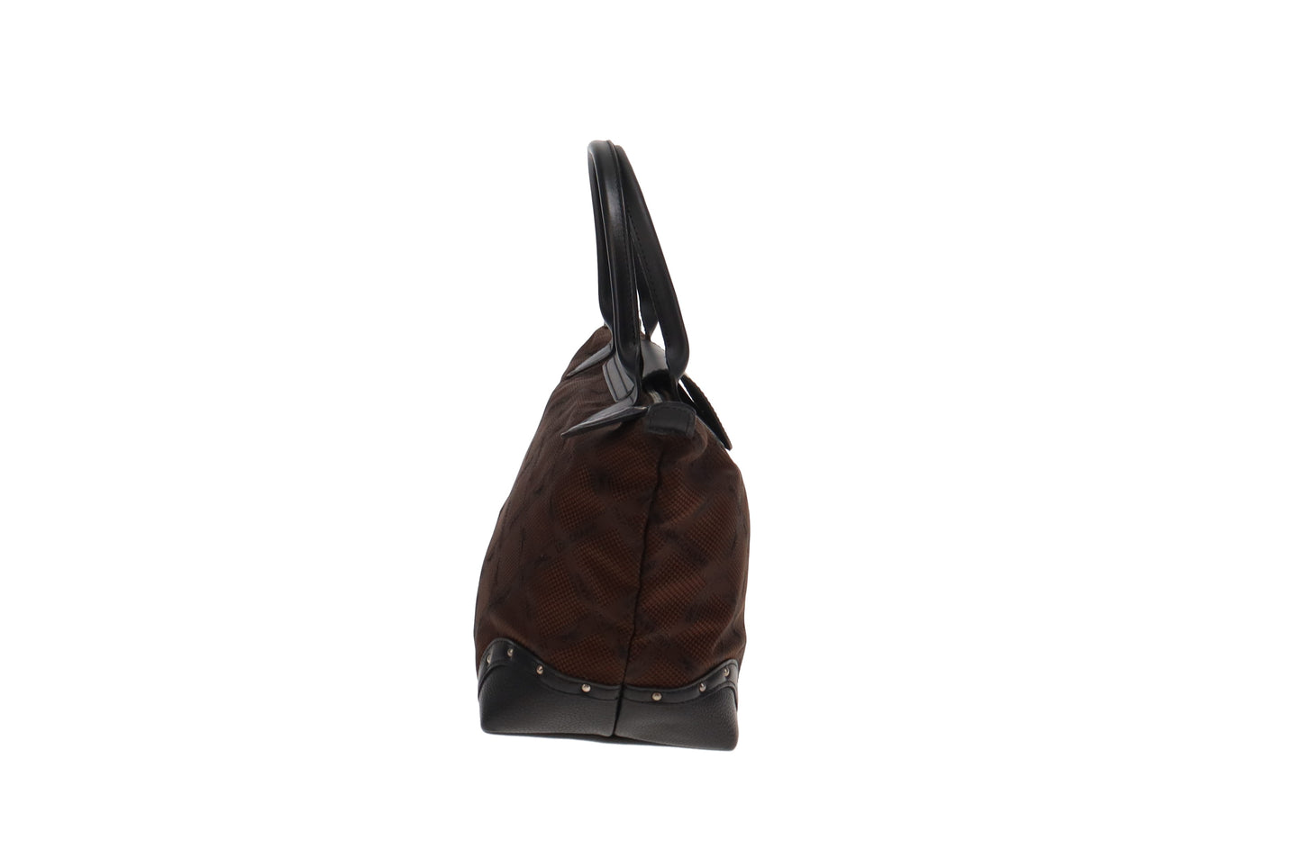 Longchamp Brown Logo Diamond Pattern Studded Le Pliage