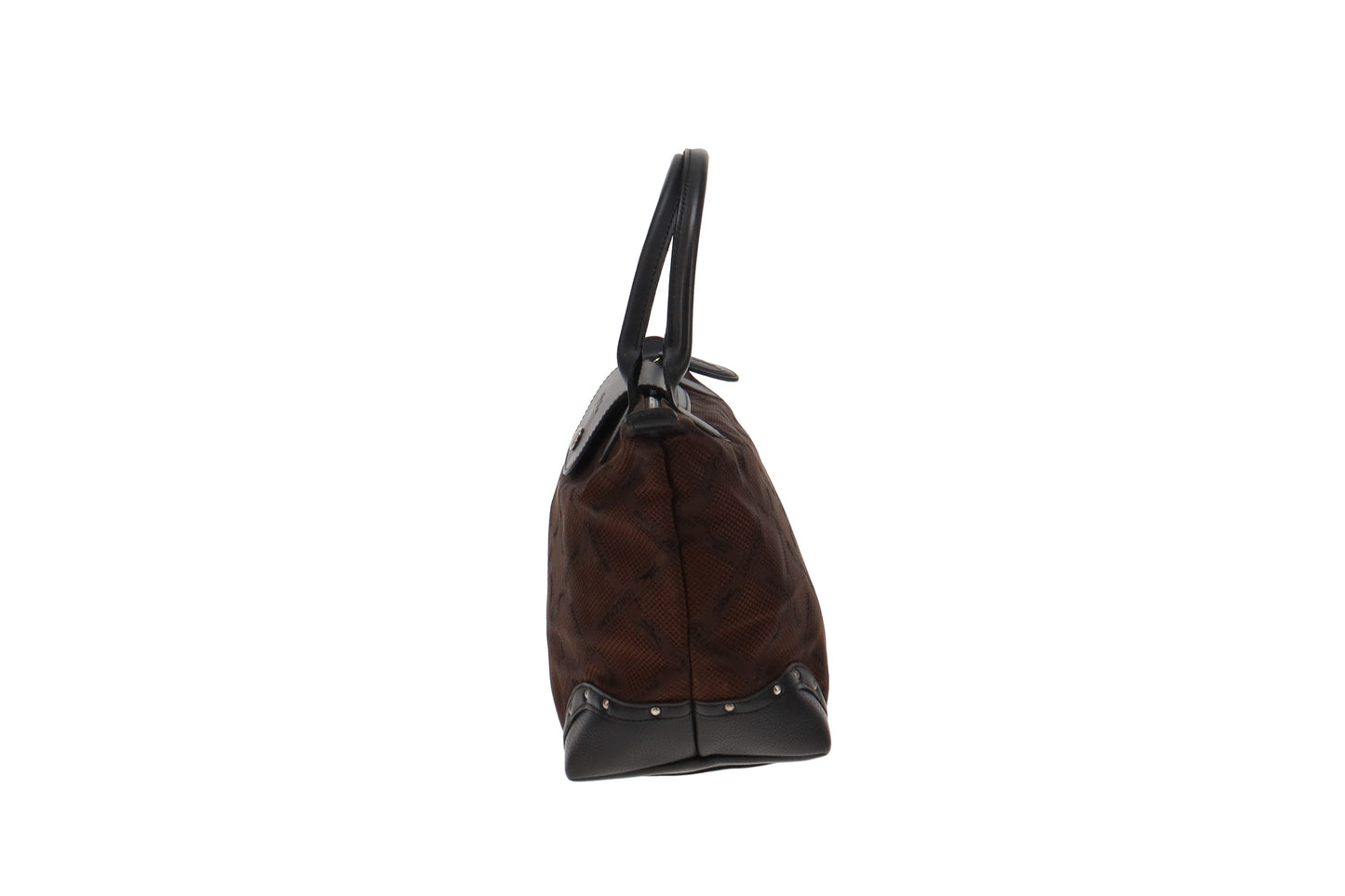 Longchamp Brown Logo Diamond Pattern Studded Le Pliage