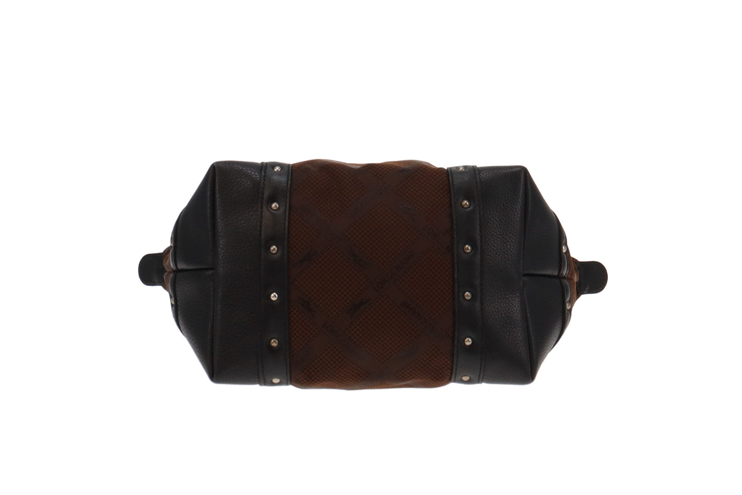 Longchamp Brown Logo Diamond Pattern Studded Le Pliage