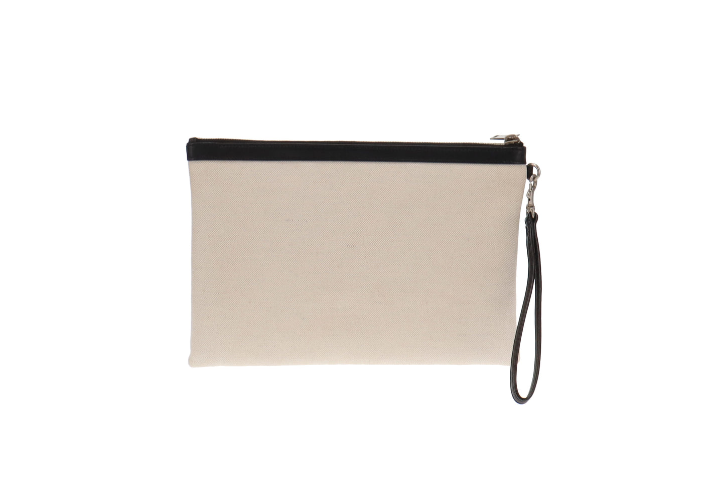 Saint Laurent Beige Canvas Rive Gauche Zippered Pouch