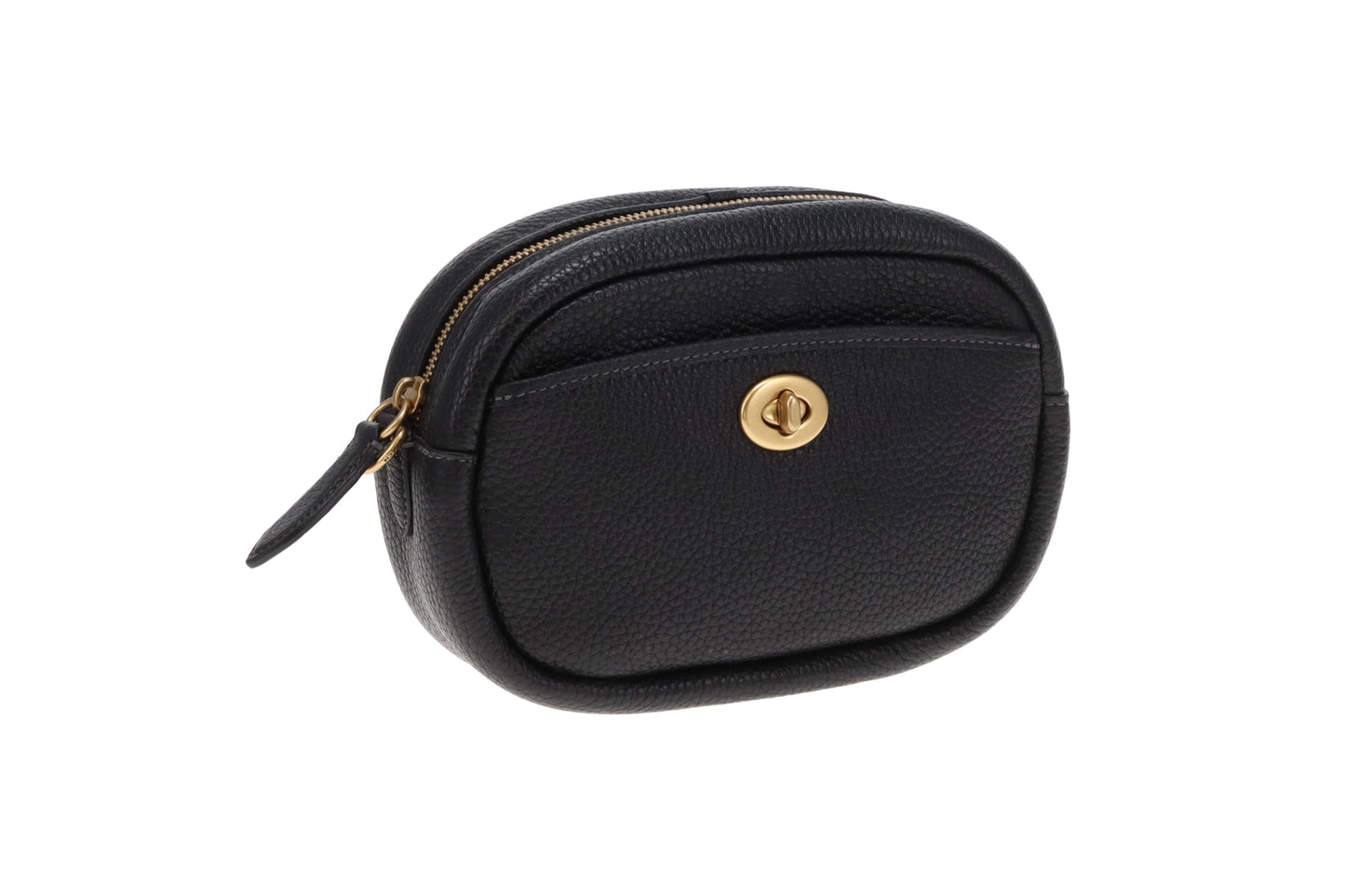 Coach Camera Bag Black Pebble Leather with Logo Strap