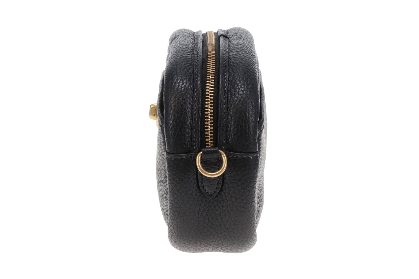 Coach Camera Bag Black Pebble Leather with Logo Strap