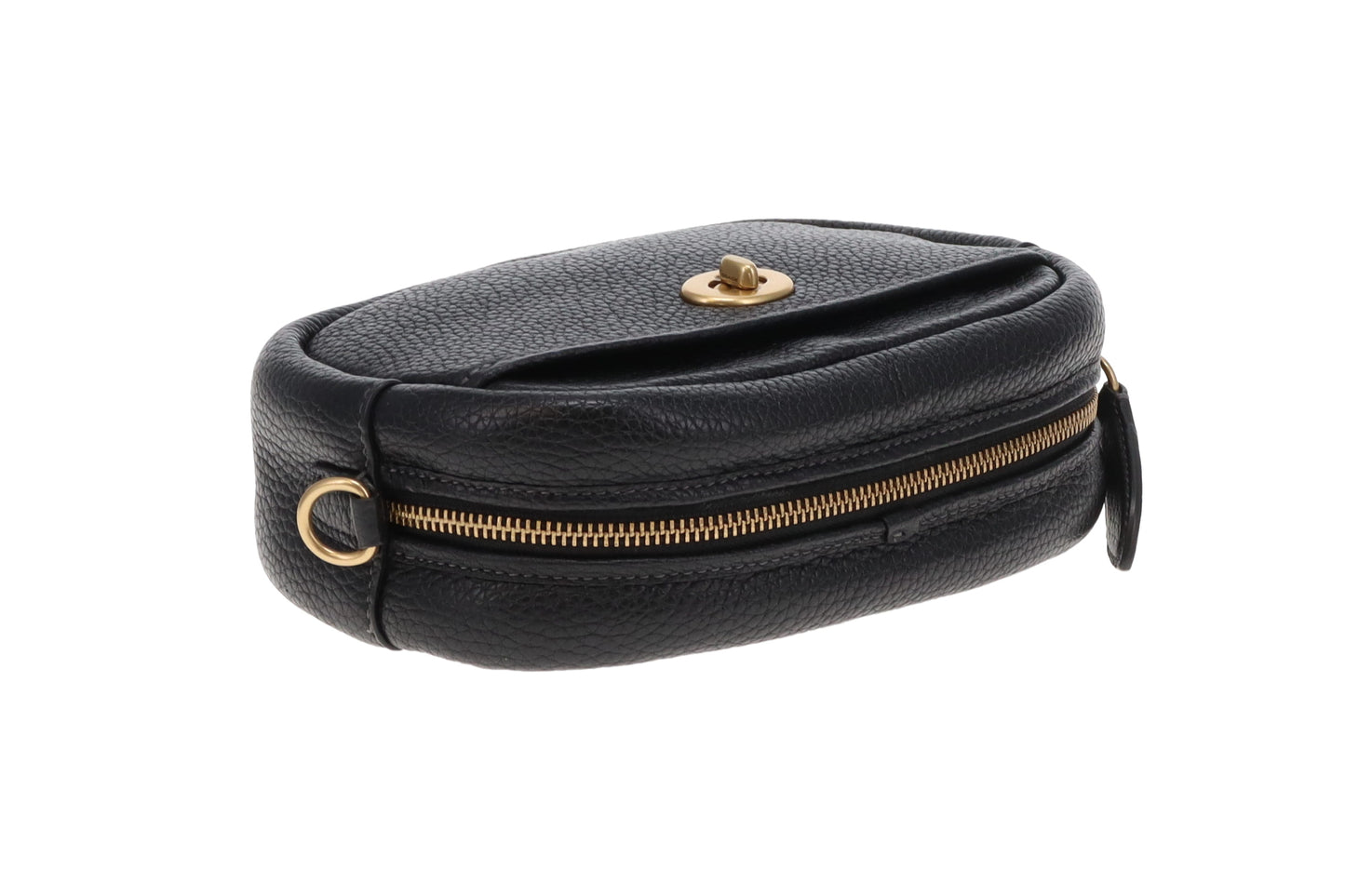 Coach Camera Bag Black Pebble Leather with Logo Strap