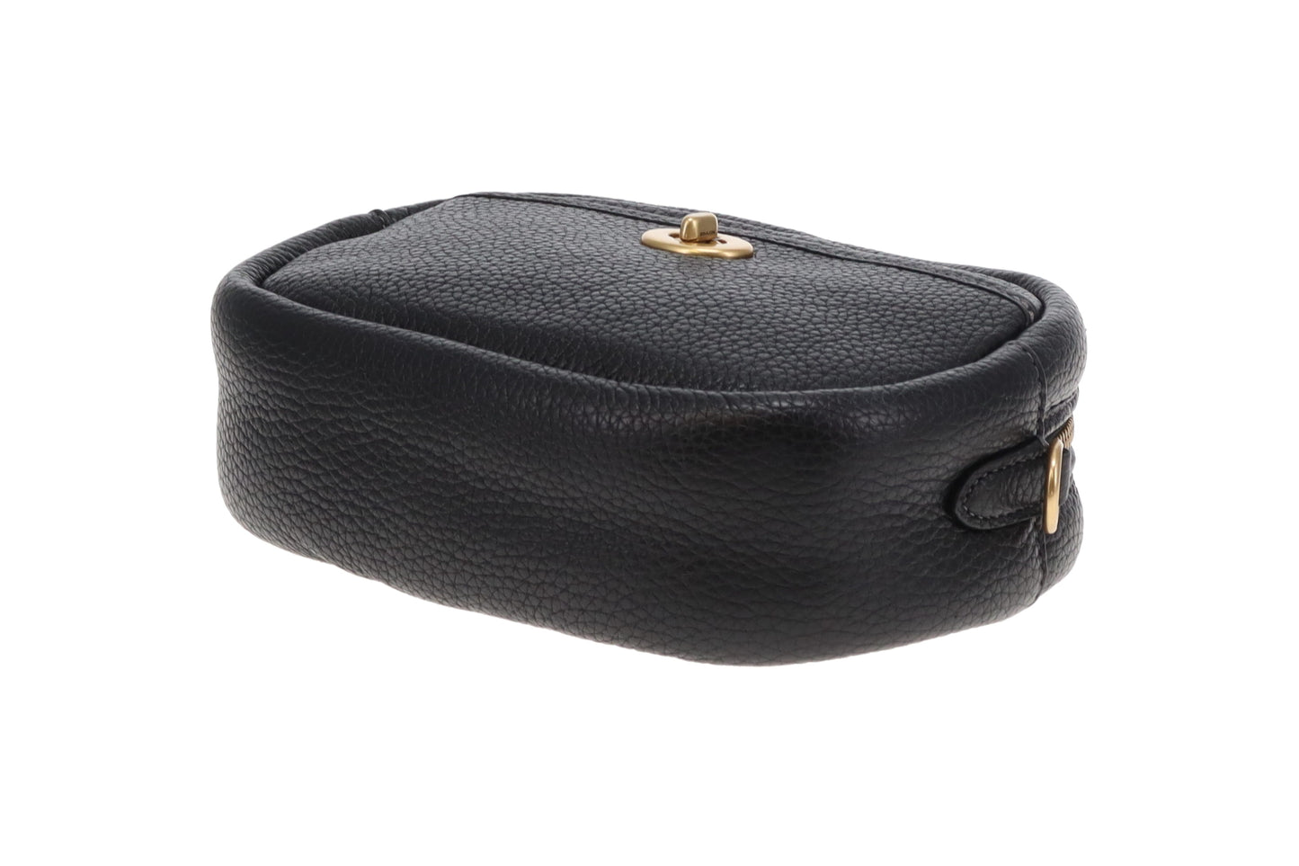 Coach Camera Bag Black Pebble Leather with Logo Strap