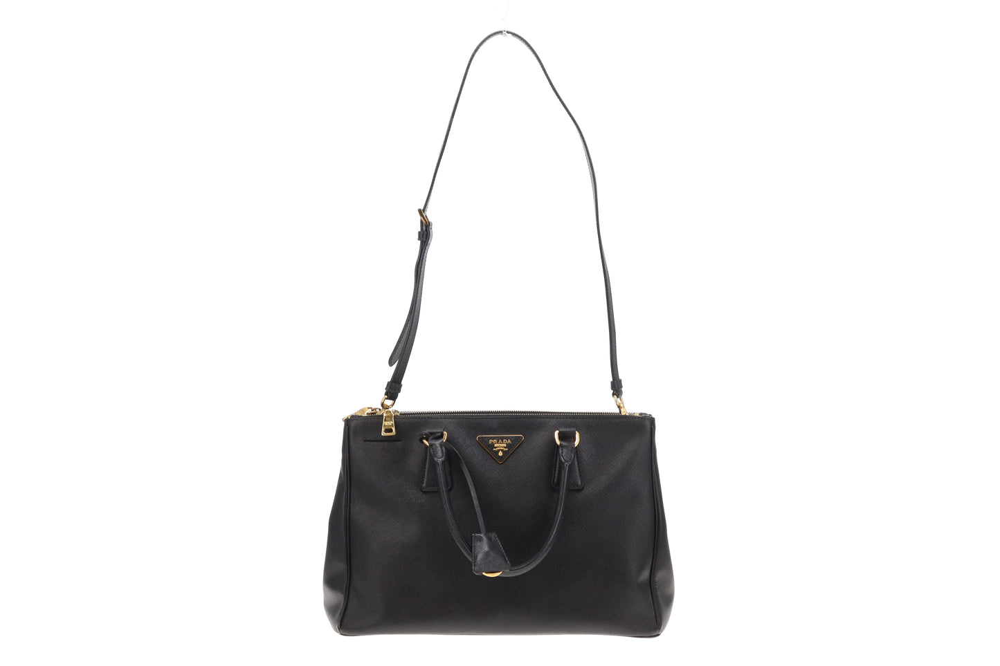 Prada Galleria Double Zip Large Black Saffiano