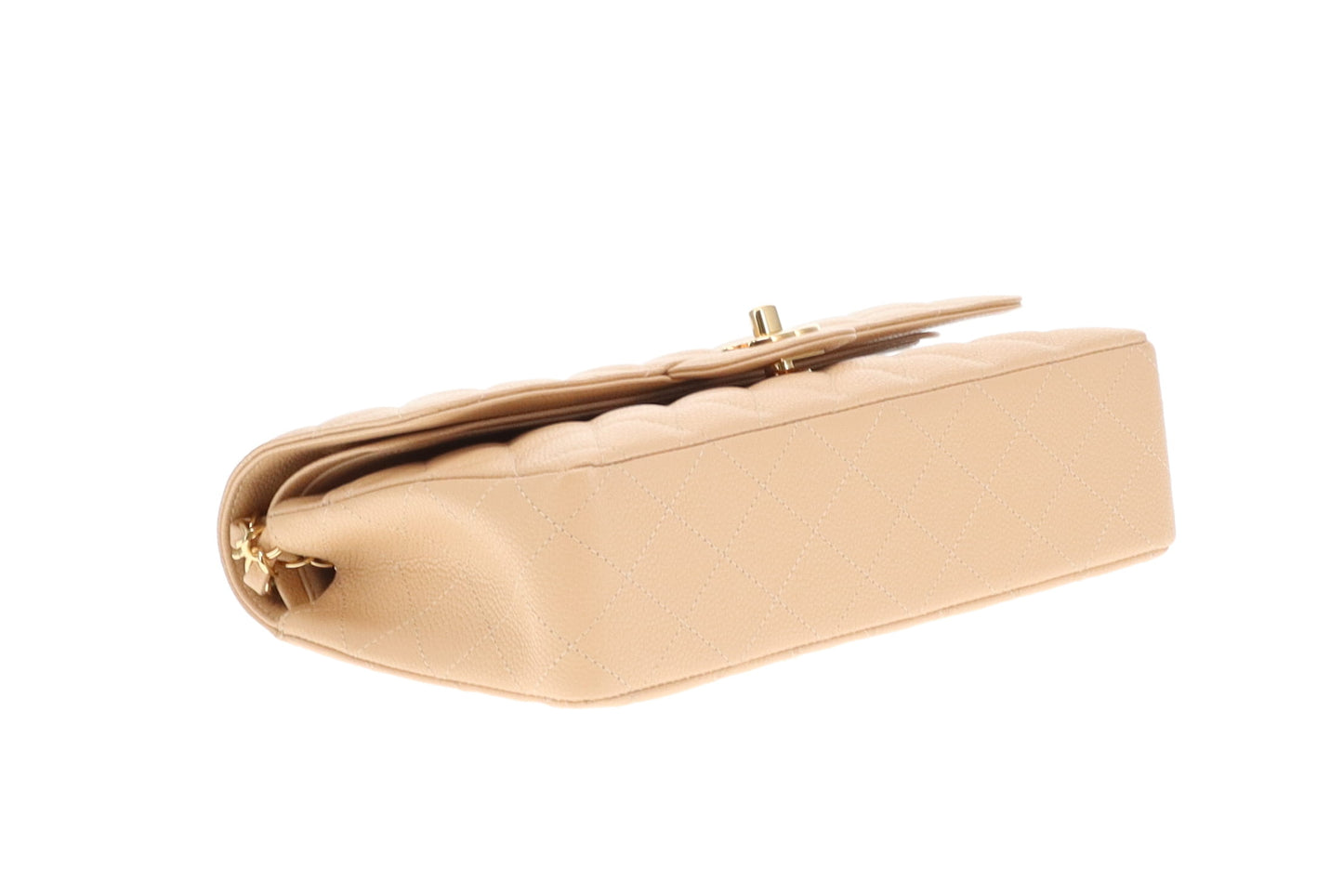 Chanel Classic Double Flap Medium Beige Caviar With Gold Hardware
