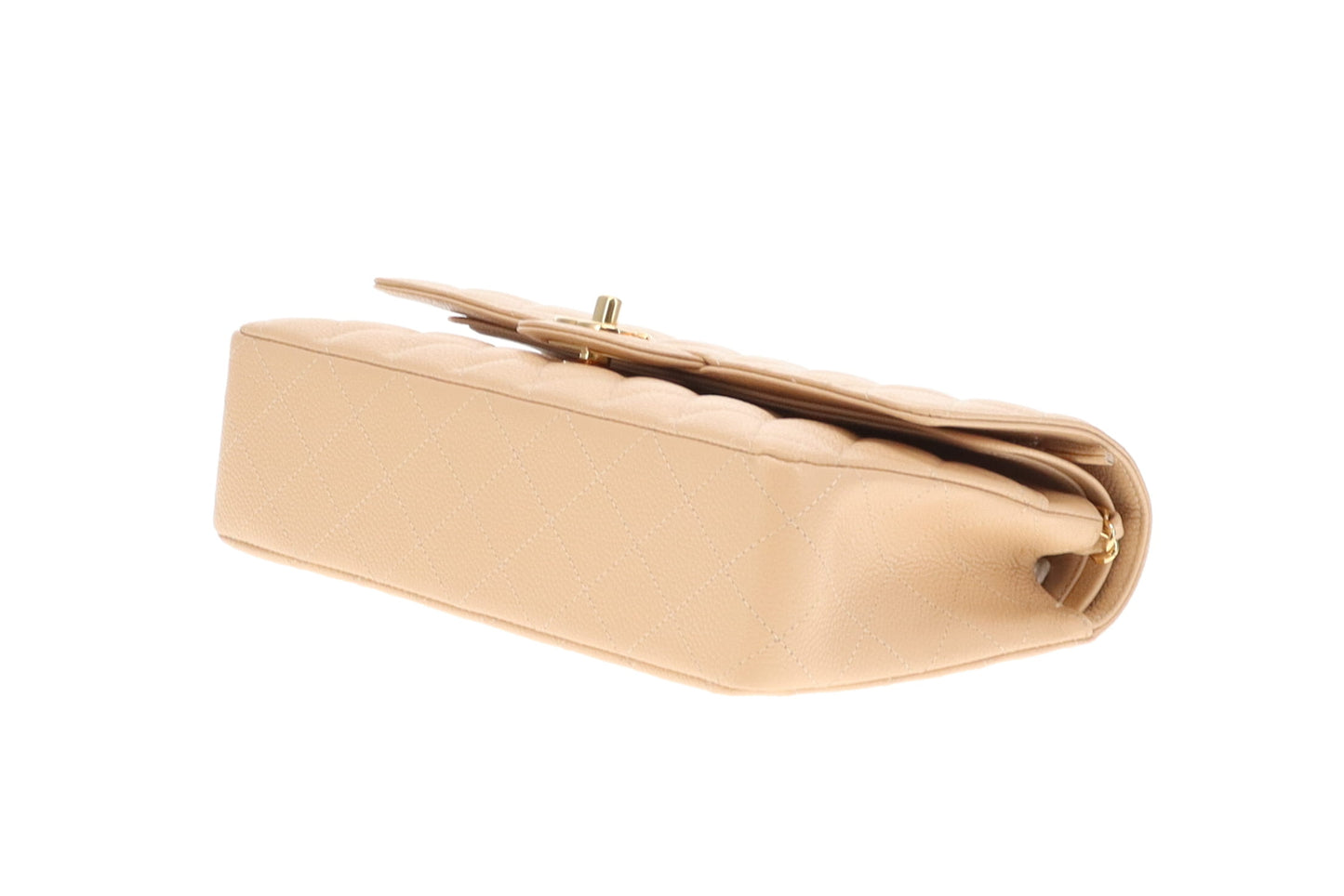 Chanel Classic Double Flap Medium Beige Caviar With Gold Hardware