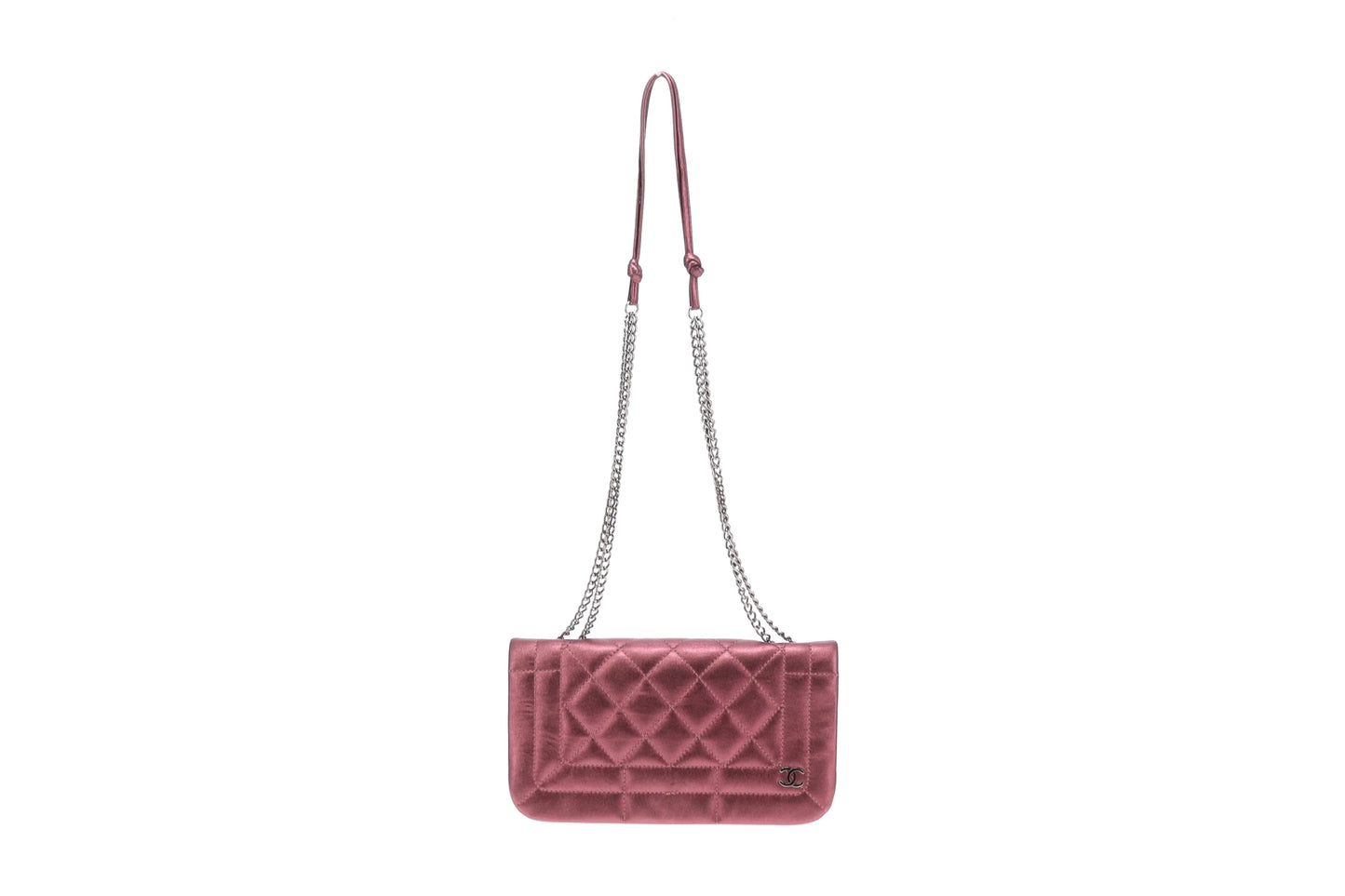 Chanel CC Quilted Pink Iridescent Calfskin Full Single Flap