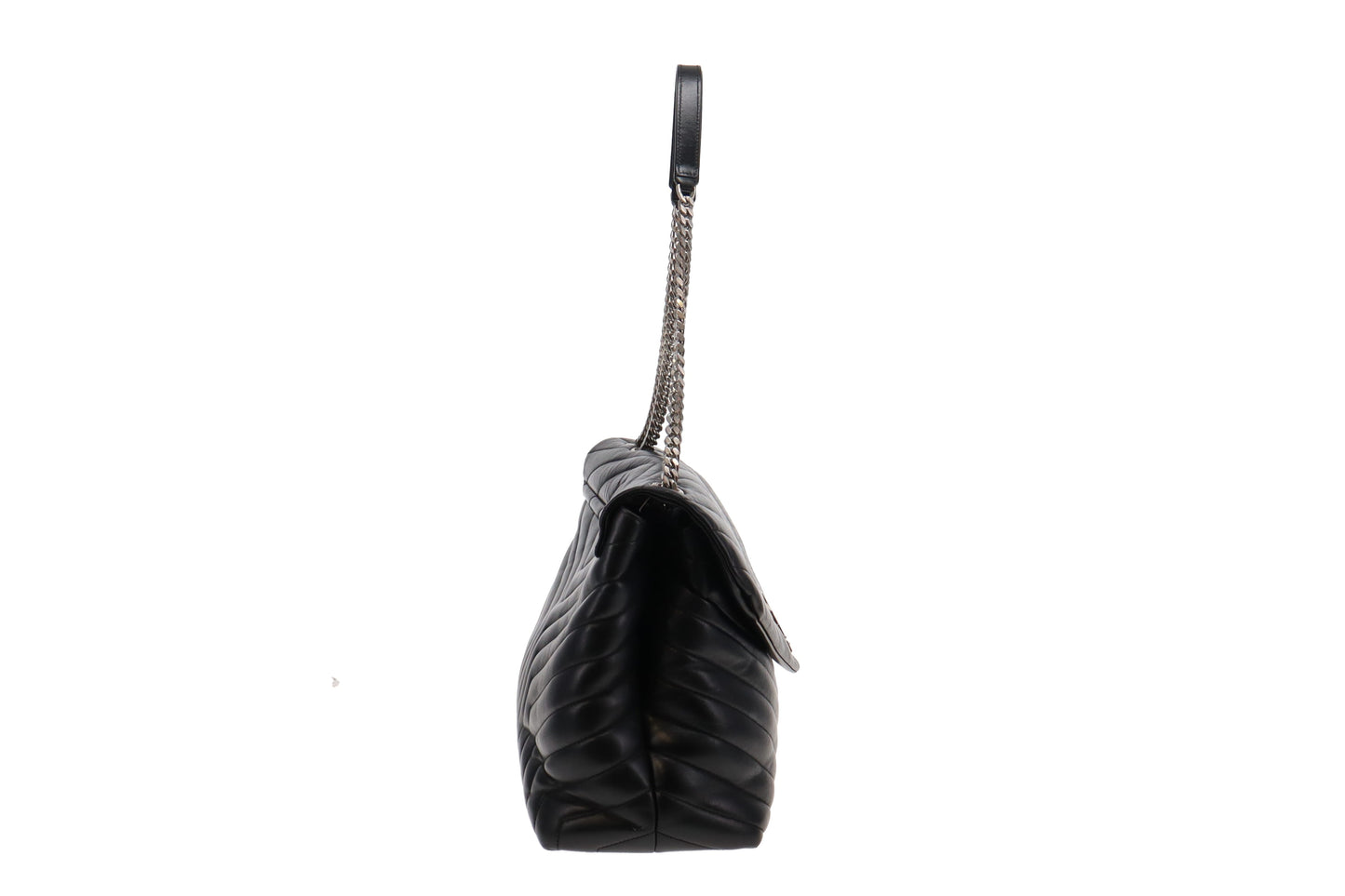 Saint Laurent Black Chevron Leather Large Loulou