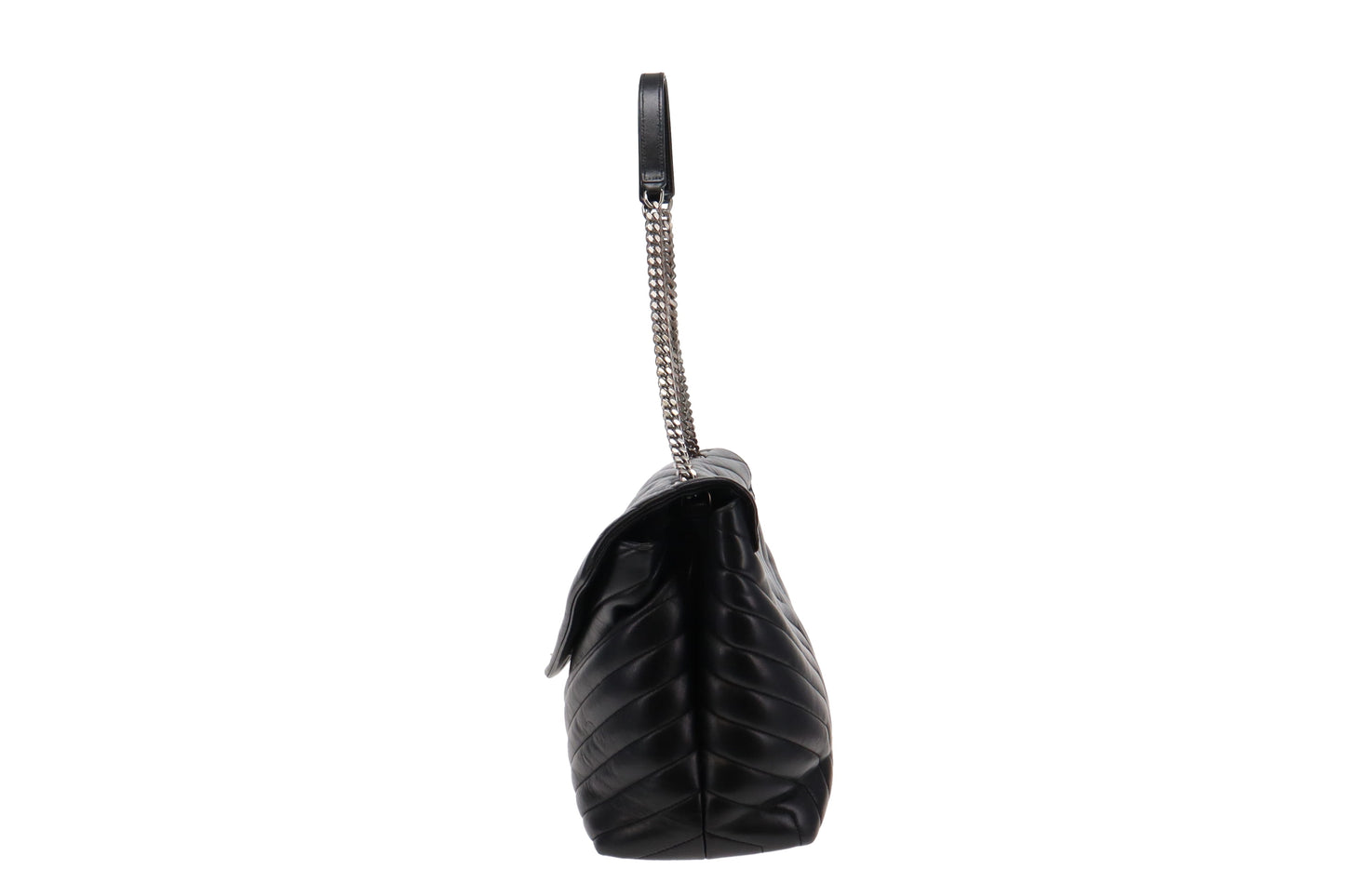 Saint Laurent Black Chevron Leather Large Loulou