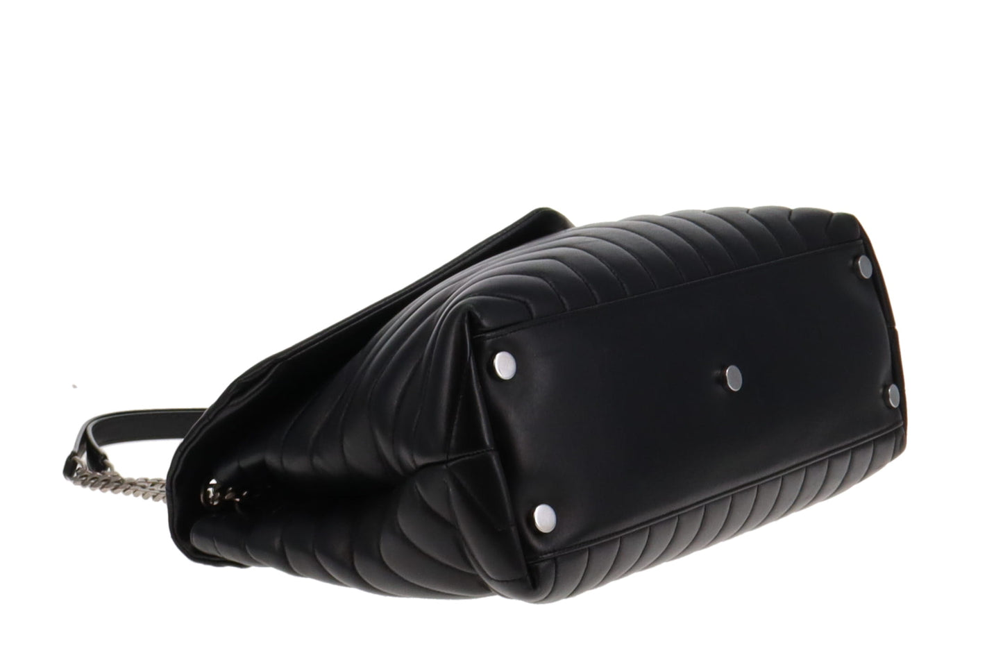 Saint Laurent Black Chevron Leather Large Loulou