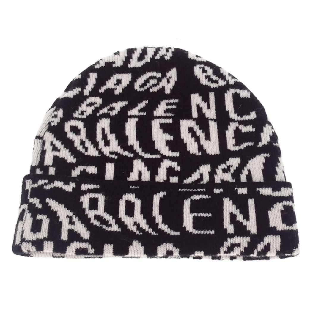 Balenciaga Hat Black/White Logo Wool