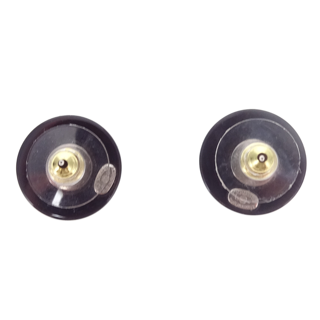 Chanel Black Resin & CC Pearl & Strass Round Earrings 2014