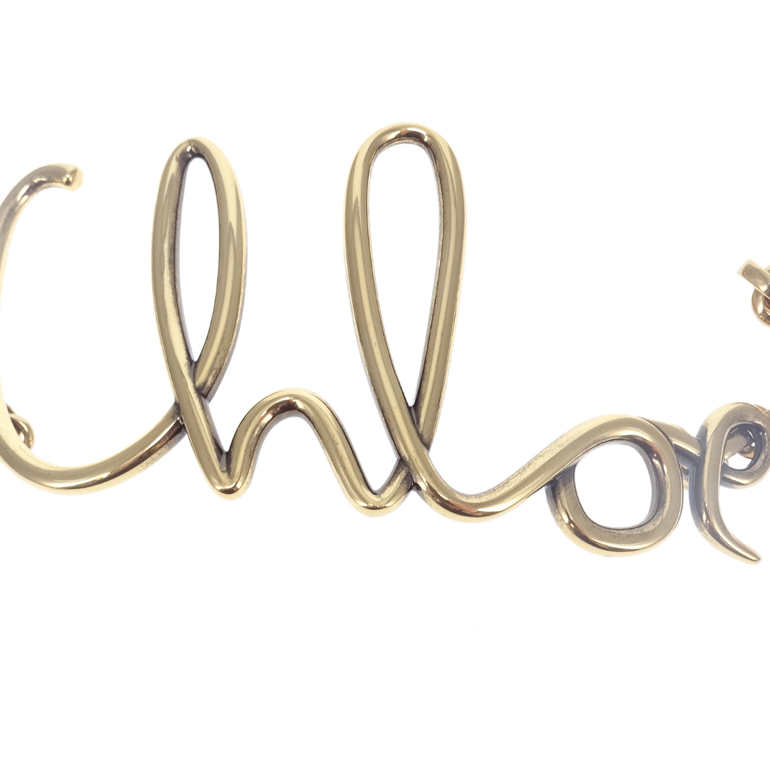Chloe Script Logo Chain Belt Brass