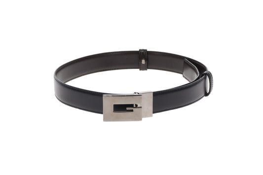 Gucci G Belt Vintage Reversible Black/Brown Leather 80cm