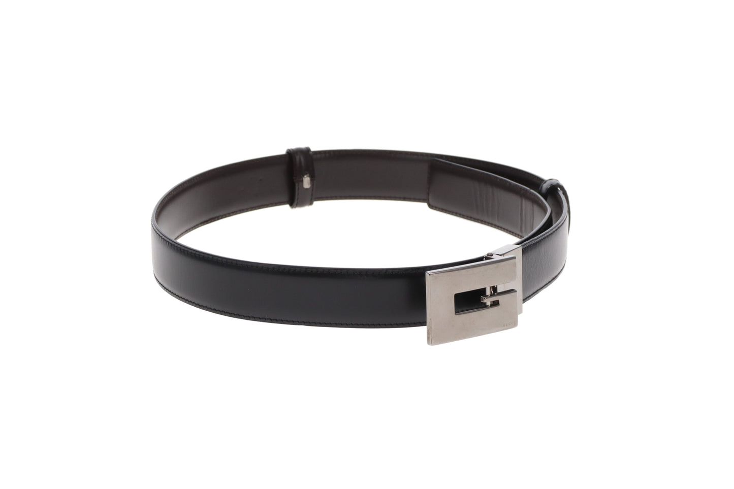 Gucci G Belt Vintage Reversible Black/Brown Leather 80cm