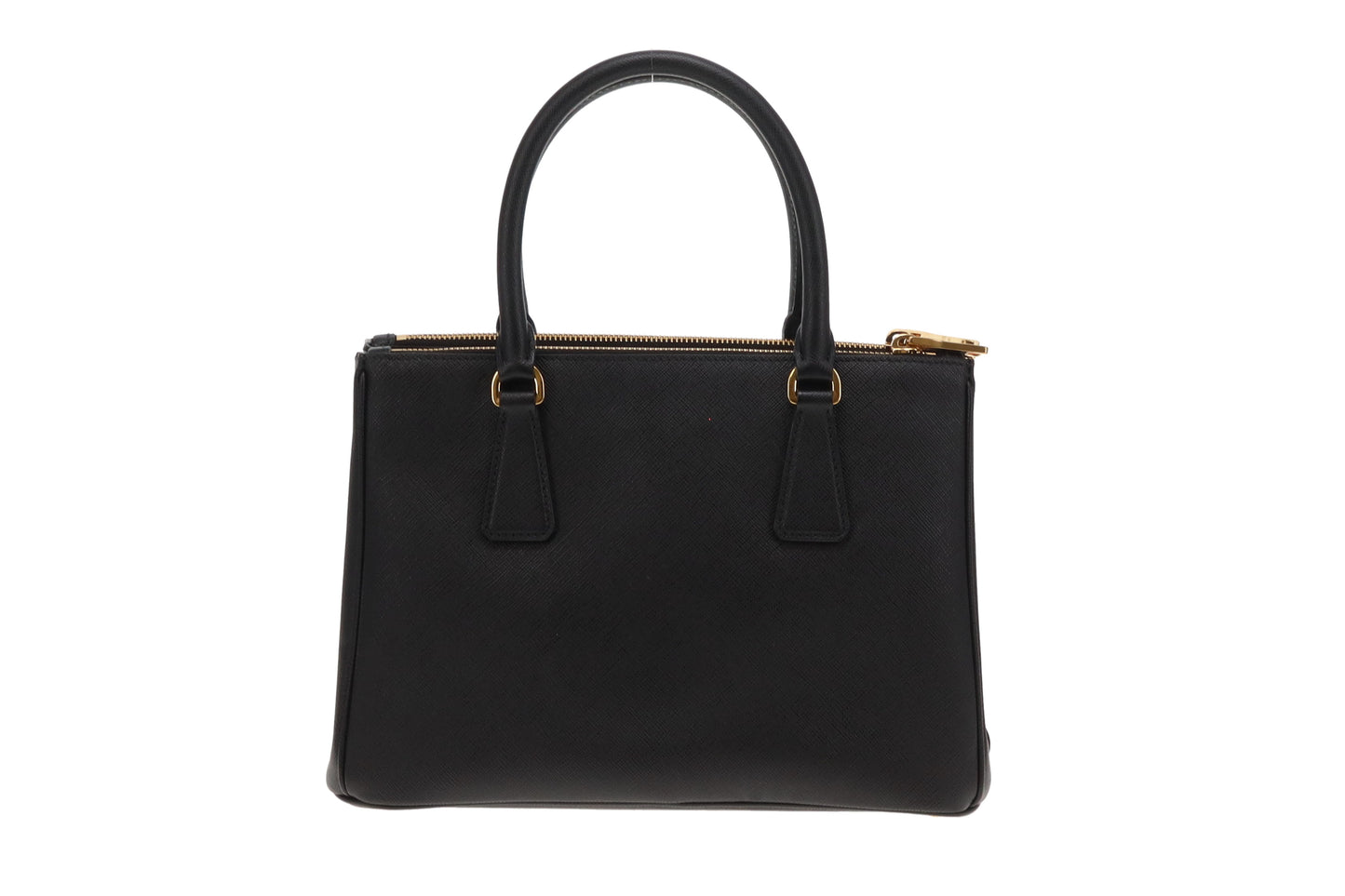 Prada Black Saffiano GHW Medium Galleria Double Zip Tote Bag