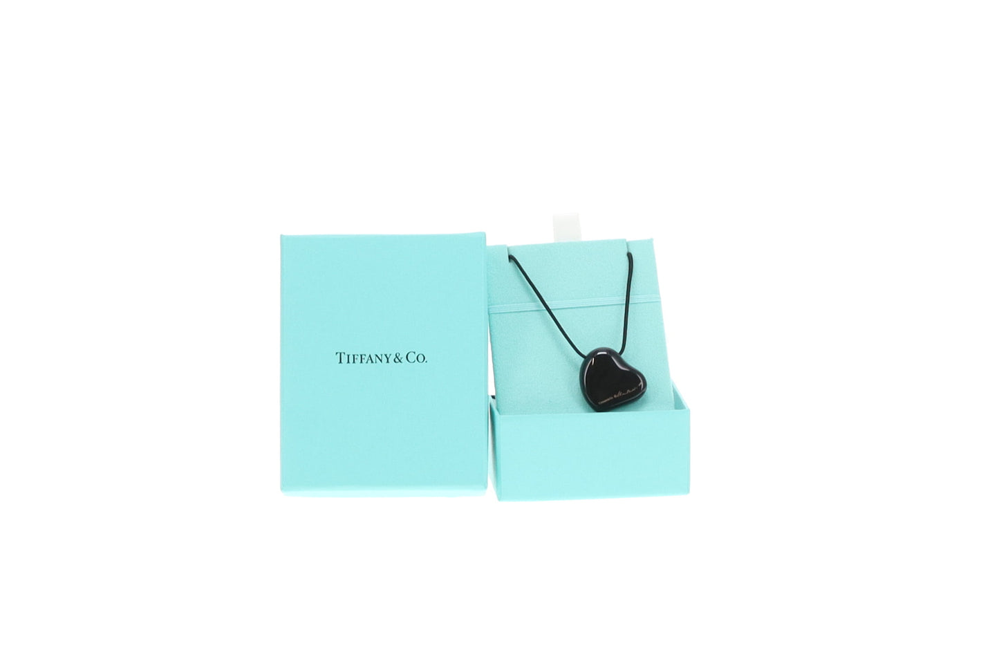 Tiffany & Co Full Heart Pendant Elsa Peretti Ruthenium & Copper On Rope