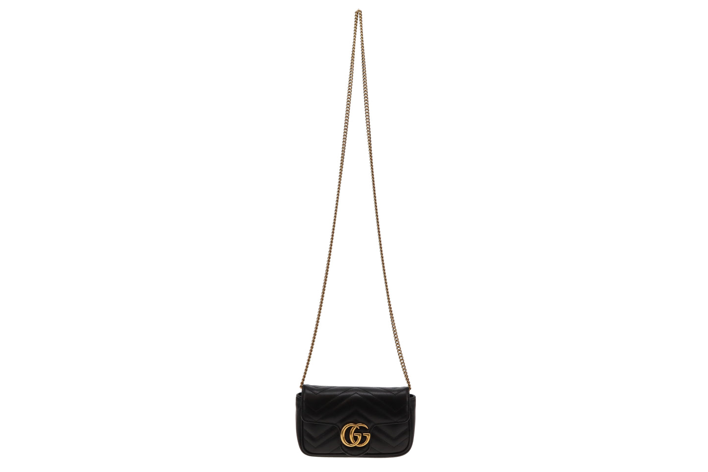 Gucci Black Chevron Super Mini Marmont Crossbody