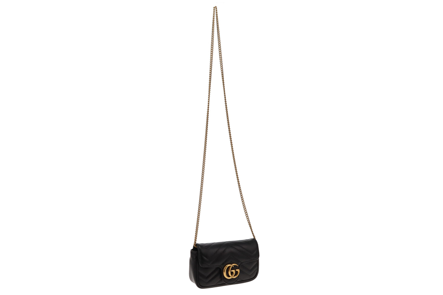 Gucci Black Chevron Super Mini Marmont Crossbody