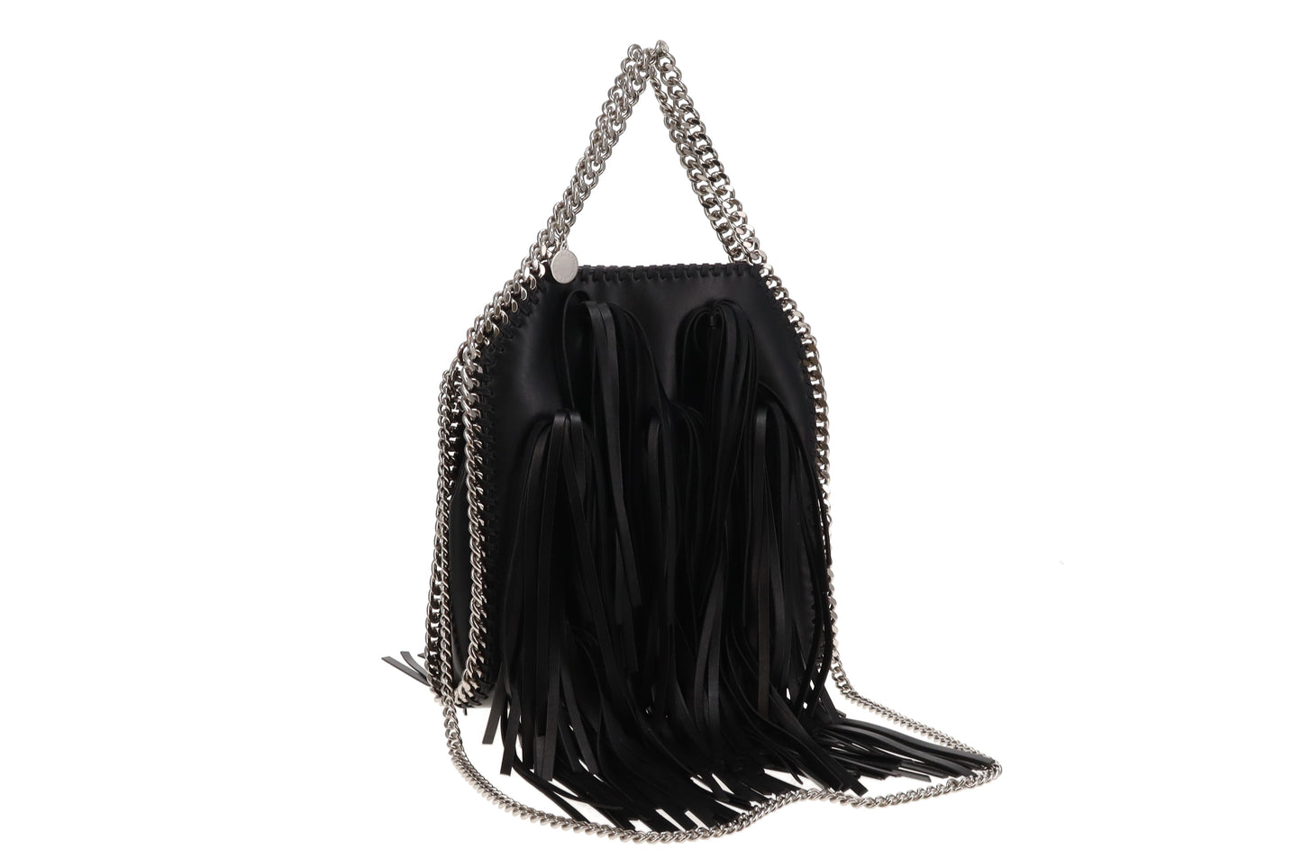 Stella McCartney Black Falabella Fringe Mini Tote