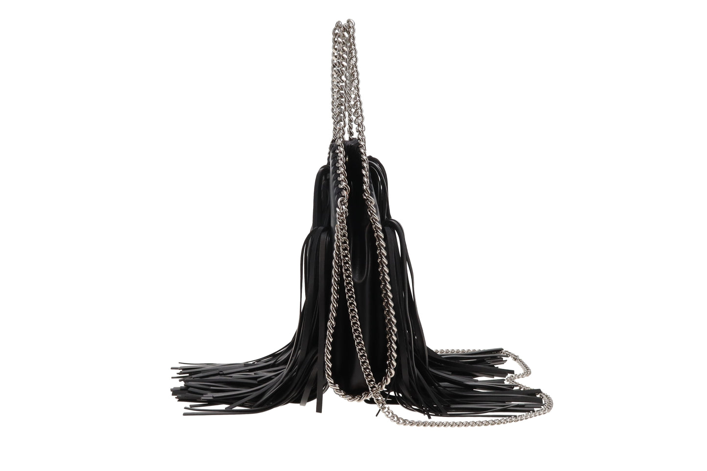 Stella McCartney Black Falabella Fringe Mini Tote