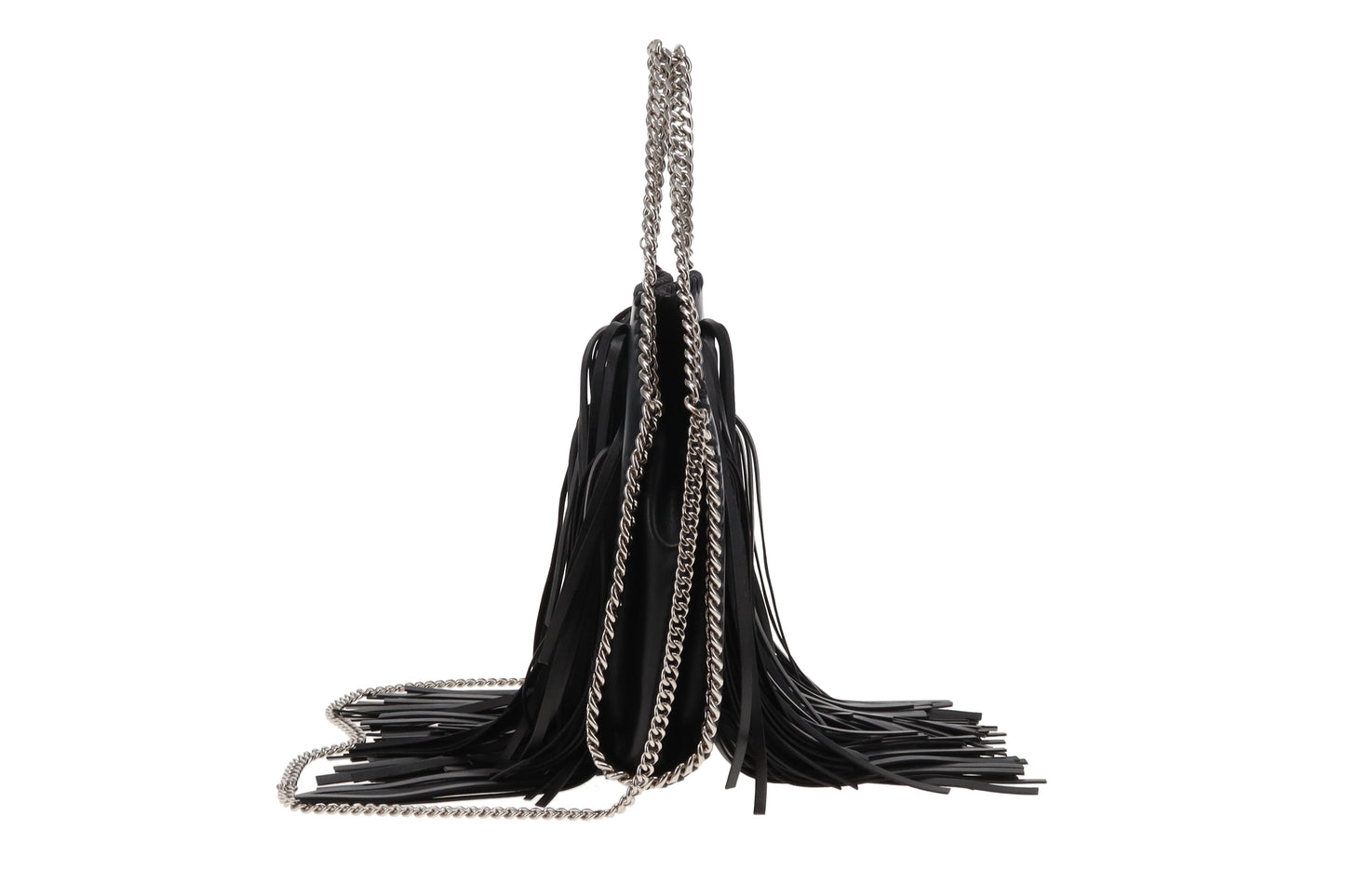 Stella McCartney Black Falabella Fringe Mini Tote