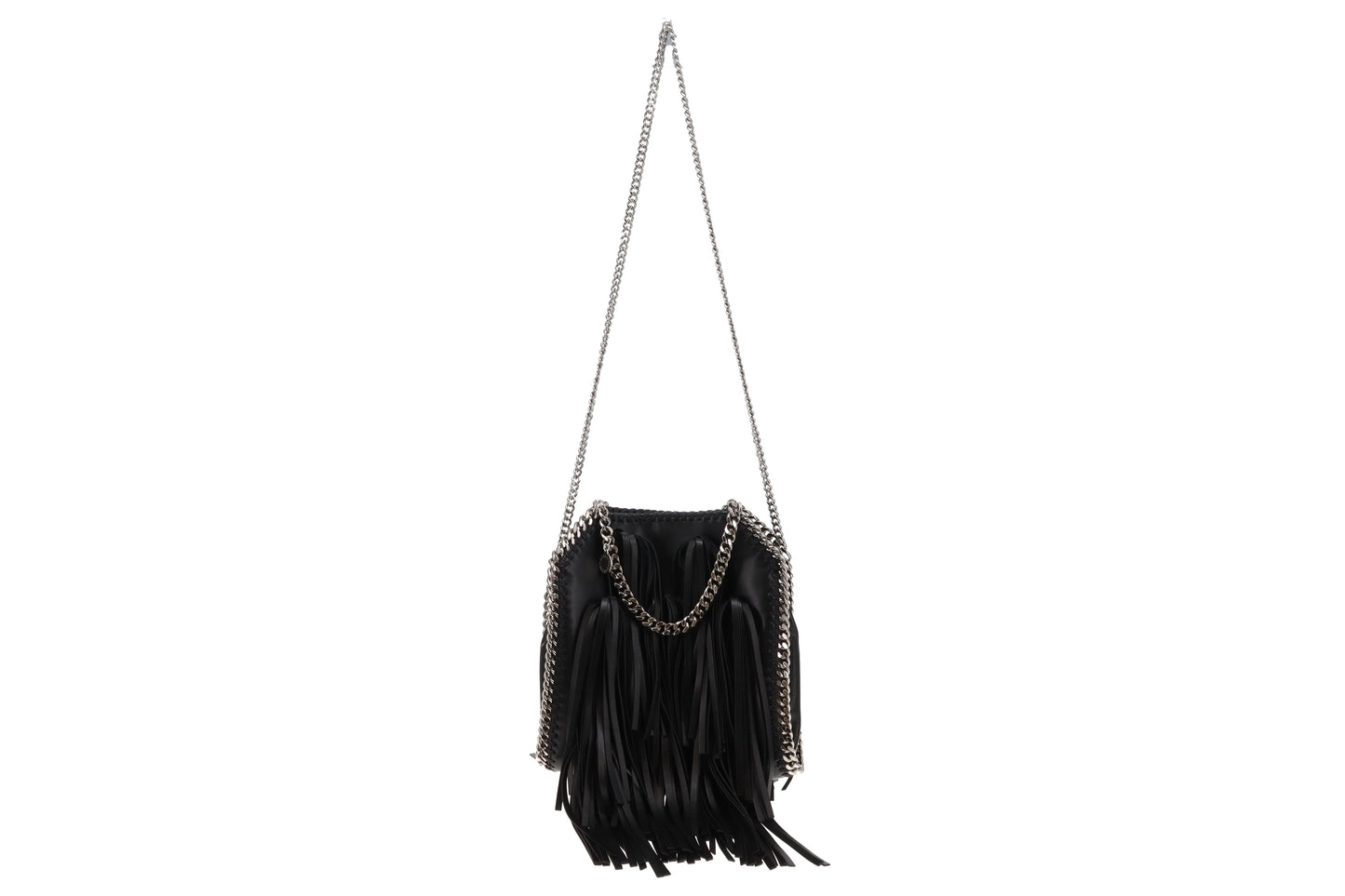 Stella McCartney Black Falabella Fringe Mini Tote