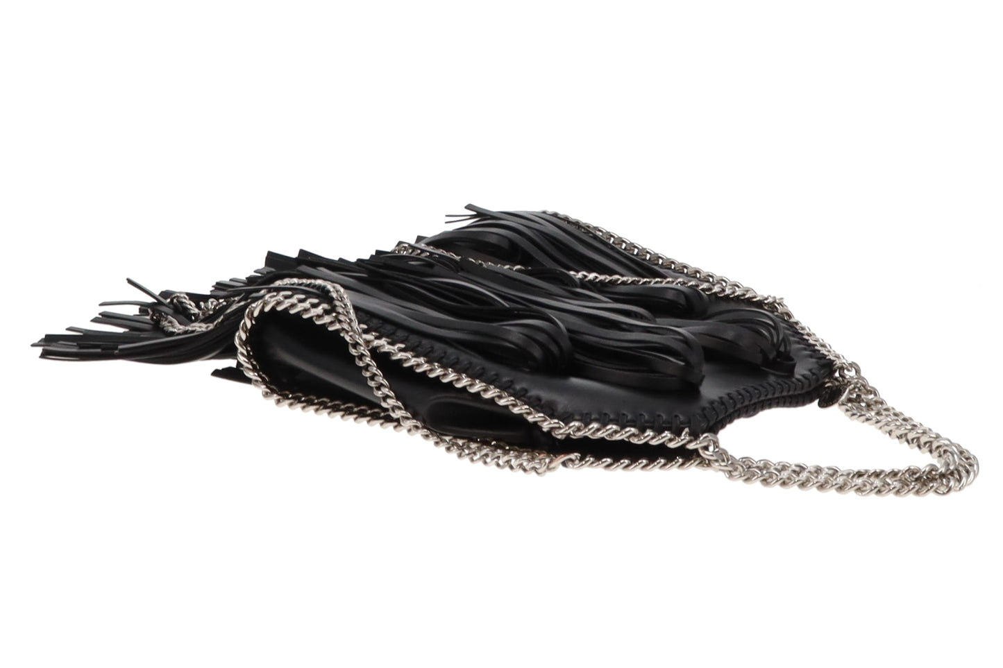 Stella McCartney Black Falabella Fringe Mini Tote
