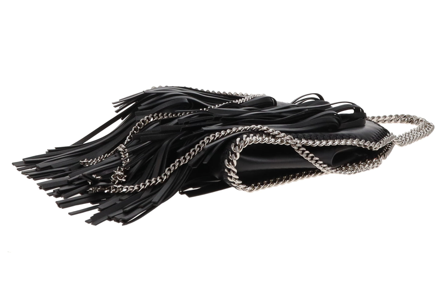 Stella McCartney Black Falabella Fringe Mini Tote
