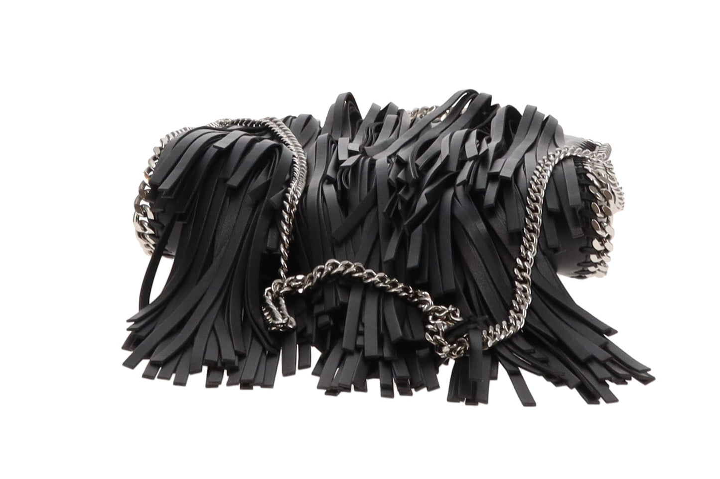 Stella McCartney Black Falabella Fringe Mini Tote
