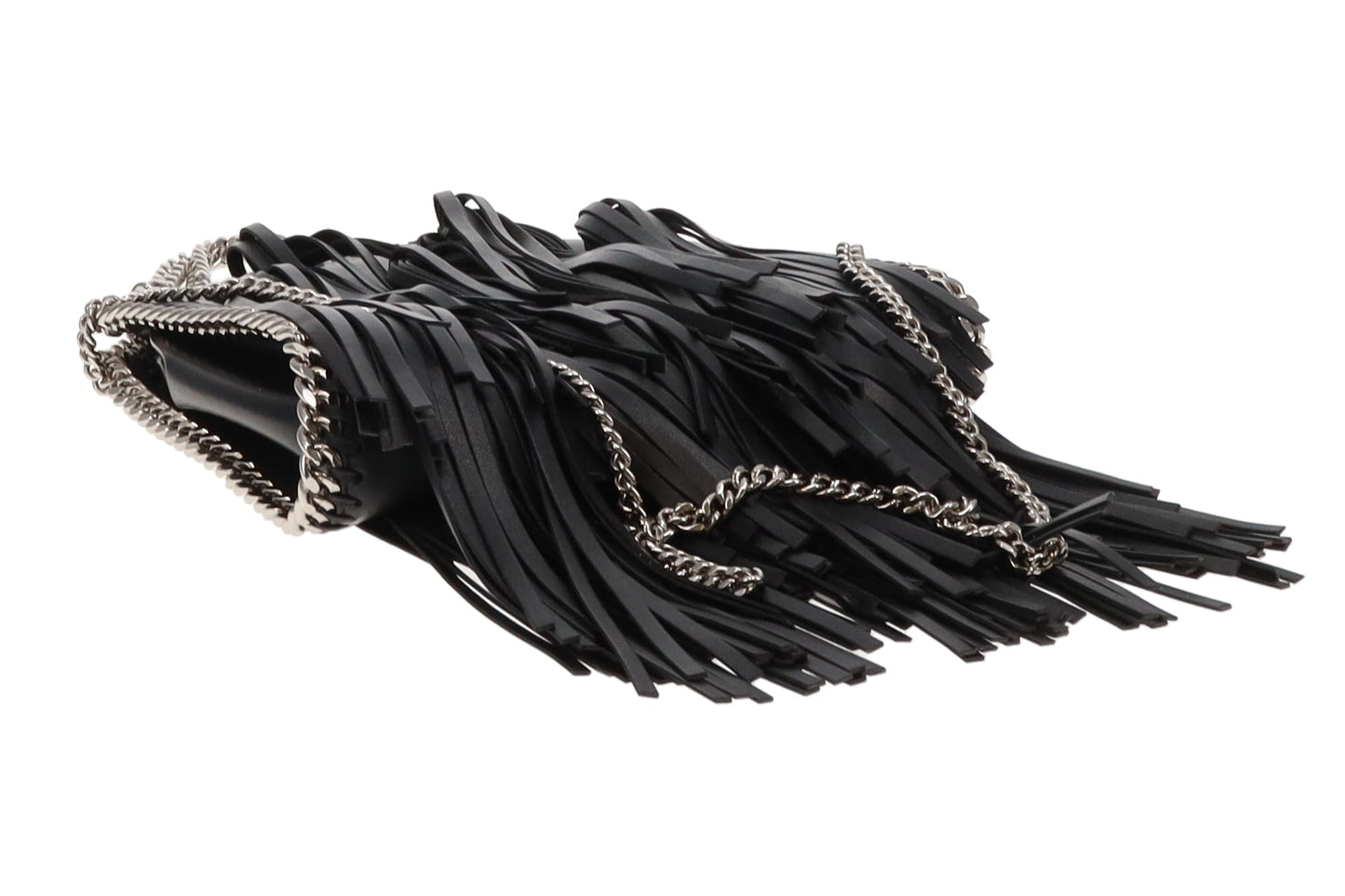 Stella McCartney Black Falabella Fringe Mini Tote