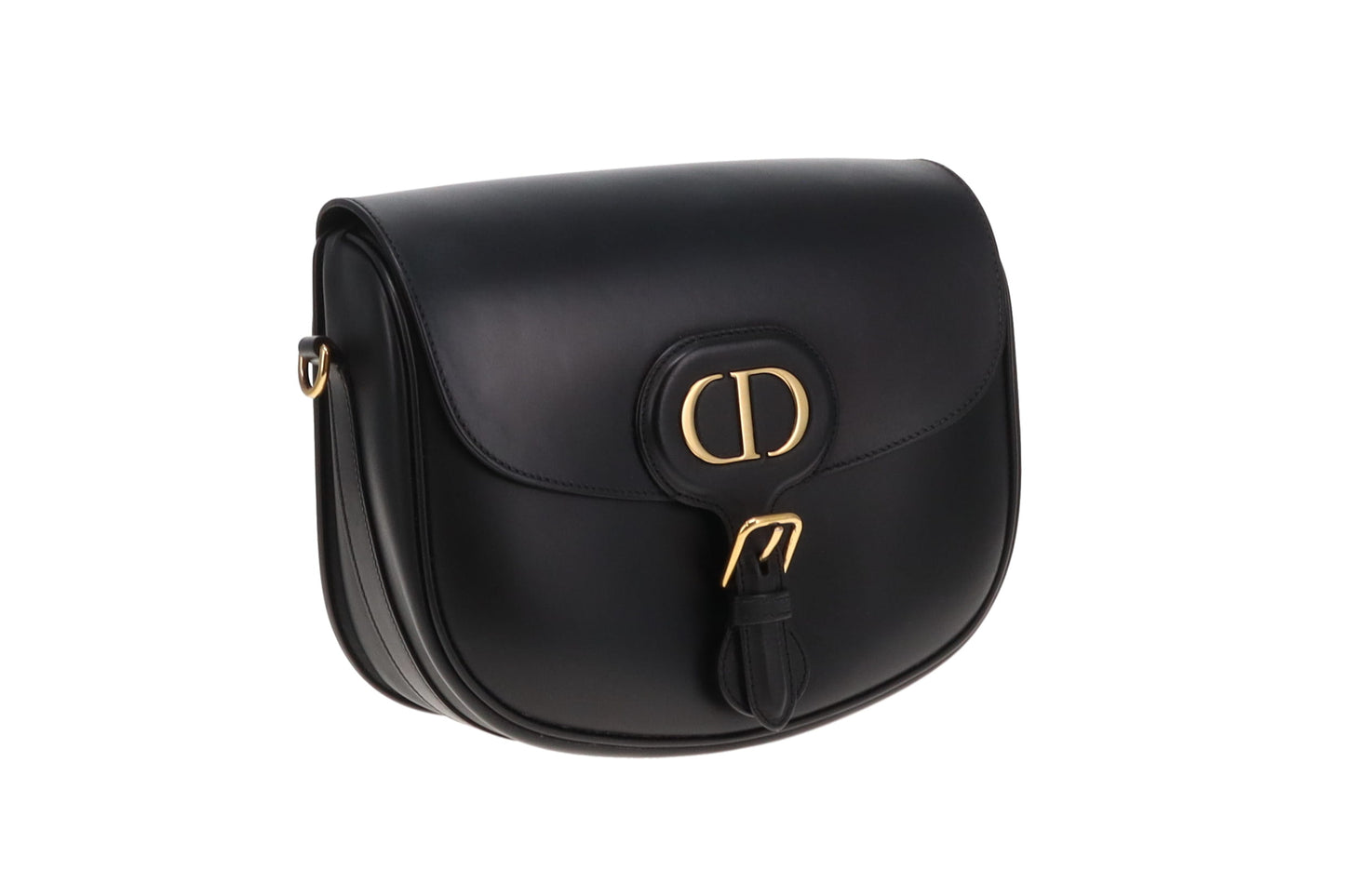 Dior Large Bobby In Black Box Leather With Oblique Dior Strap