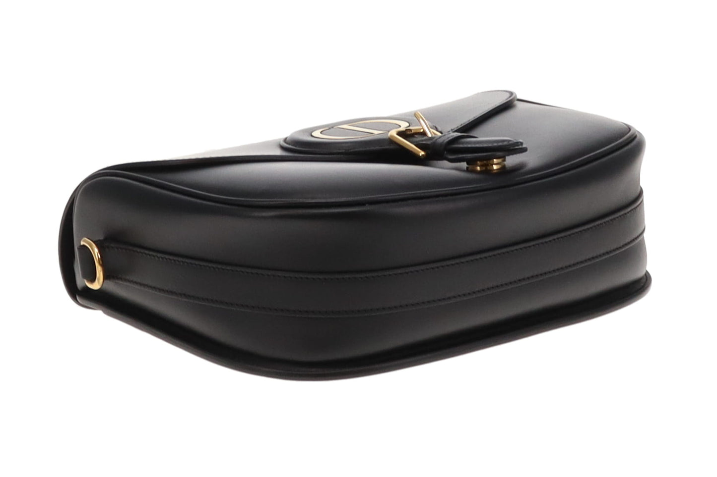 Dior Large Bobby In Black Box Leather With Oblique Dior Strap