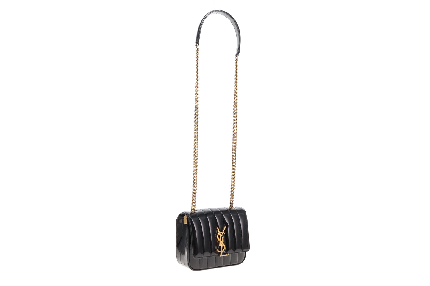 Saint Laurent Vicky Small Black Patent Leather GHW 2023