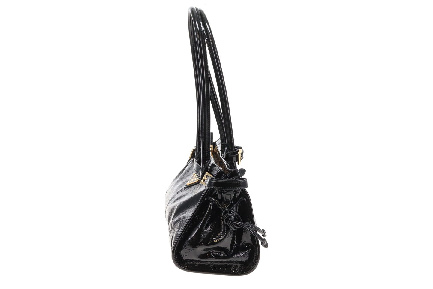 Prada Bonnie Medium Black Patent Leather GHW