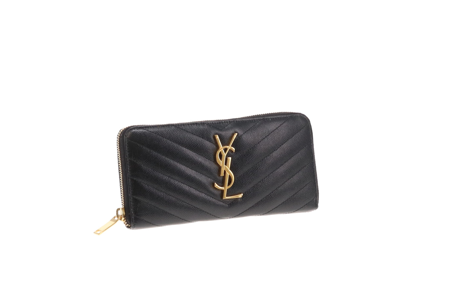 Saint Laurent Cassandre Long Zipped Wallet Black GHW