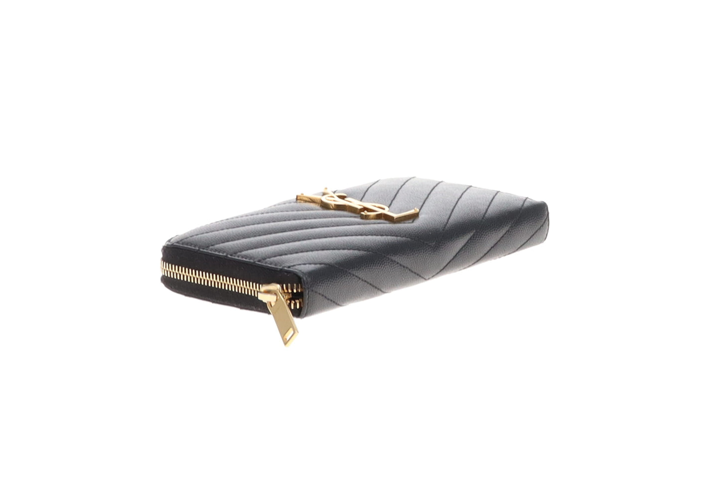 Saint Laurent Cassandre Long Zipped Wallet Black GHW