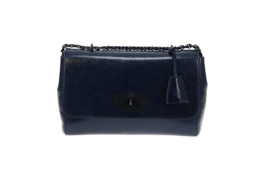 Mulberry Lily Smooth Glossy Leather Navy Medium