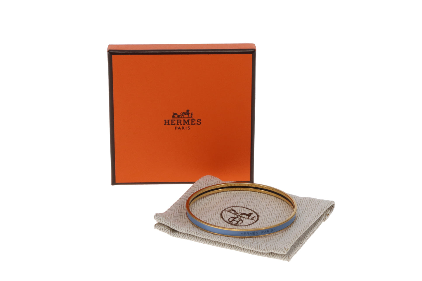 Hermes Printed Enamel Bangle 65 Black & Gold