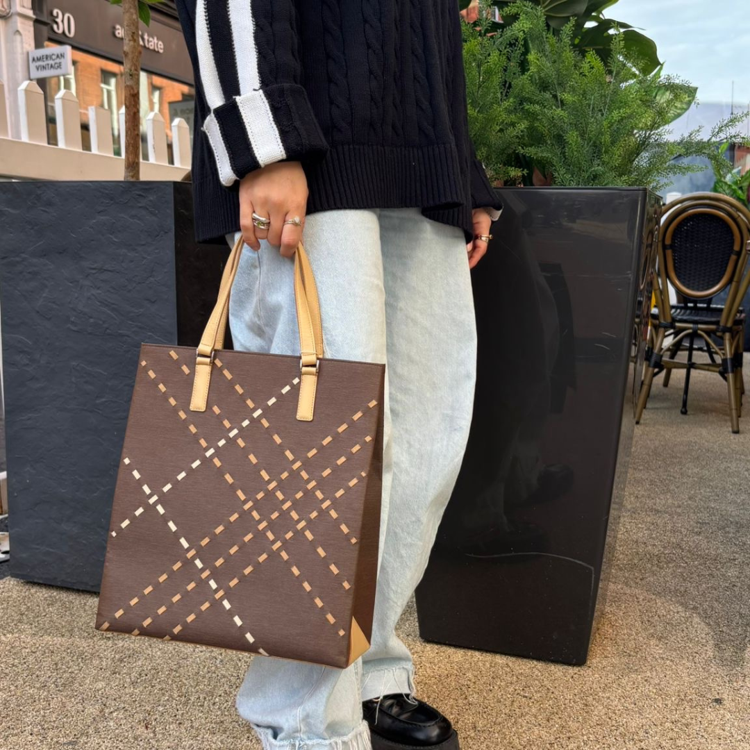 Burberry Woven Leather Tote Bag