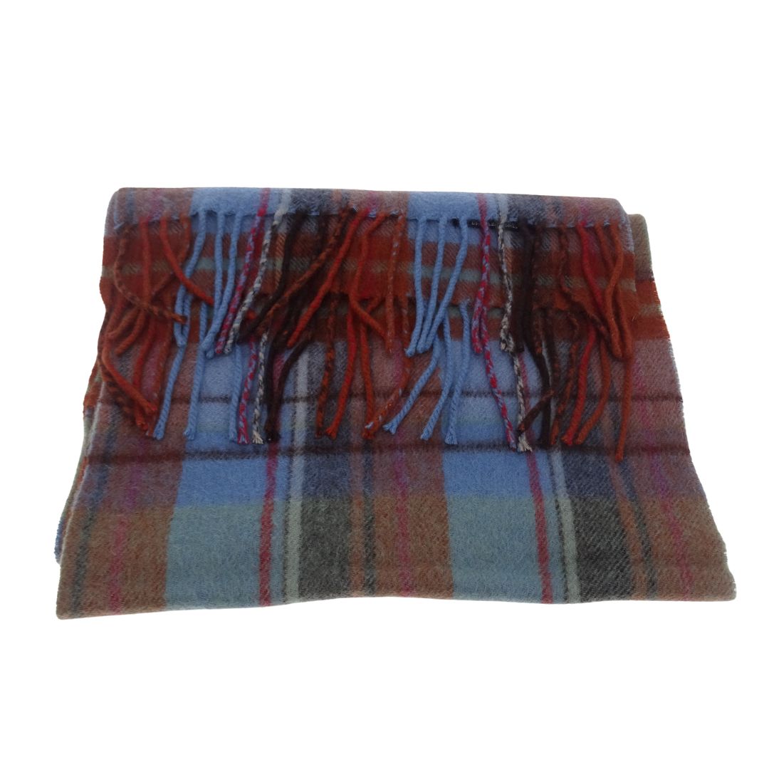 Burberry Cashmere Scarf Vintage Brown & Blue Check