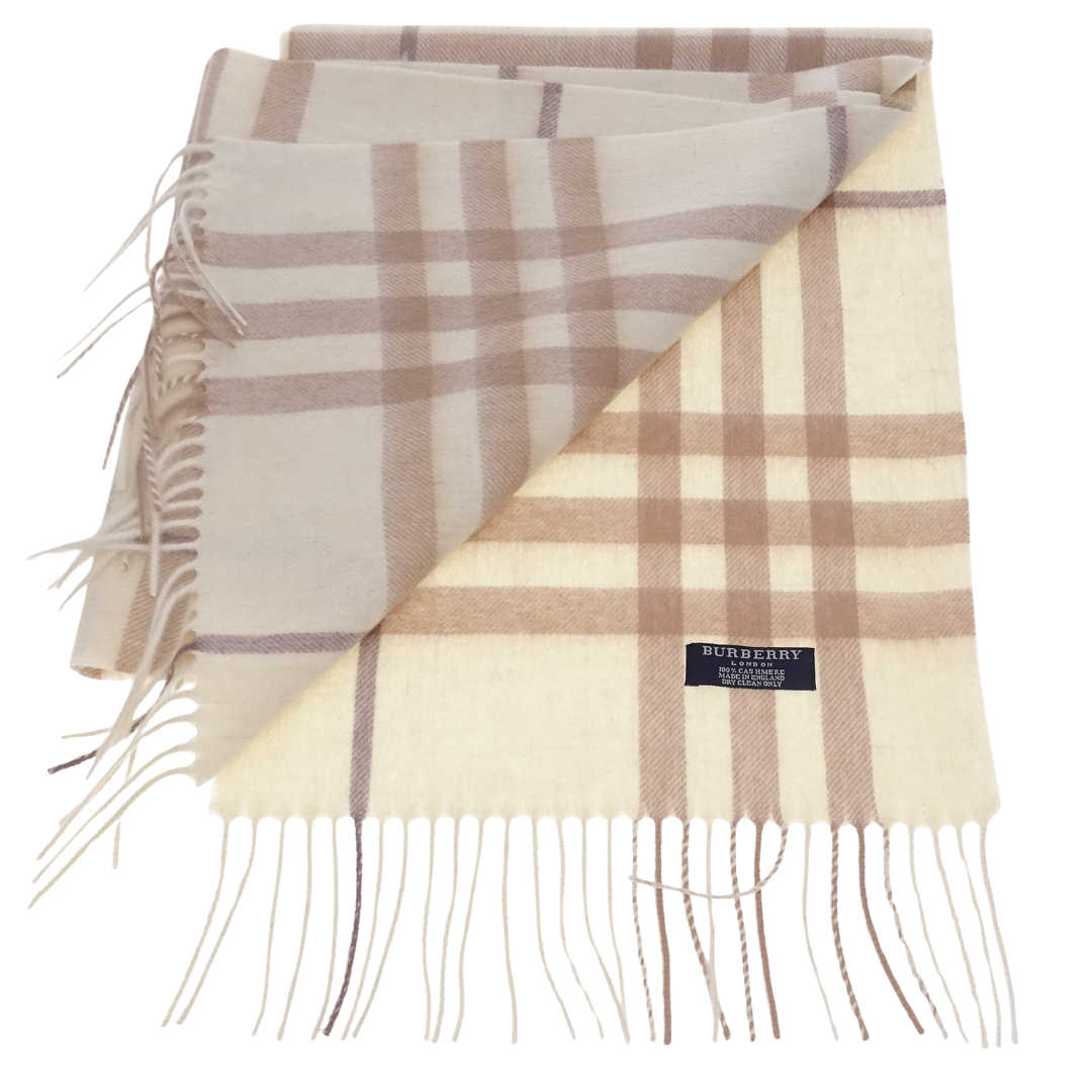 Burberry Scarf Cream and Beige 100% Cashmere